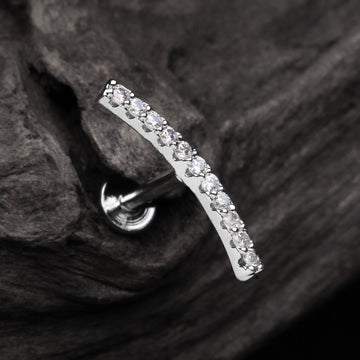 Detail View 1 of Brilliant Sparkle Gems Journey Top Internally Threaded Steel Labret-Clear Gem